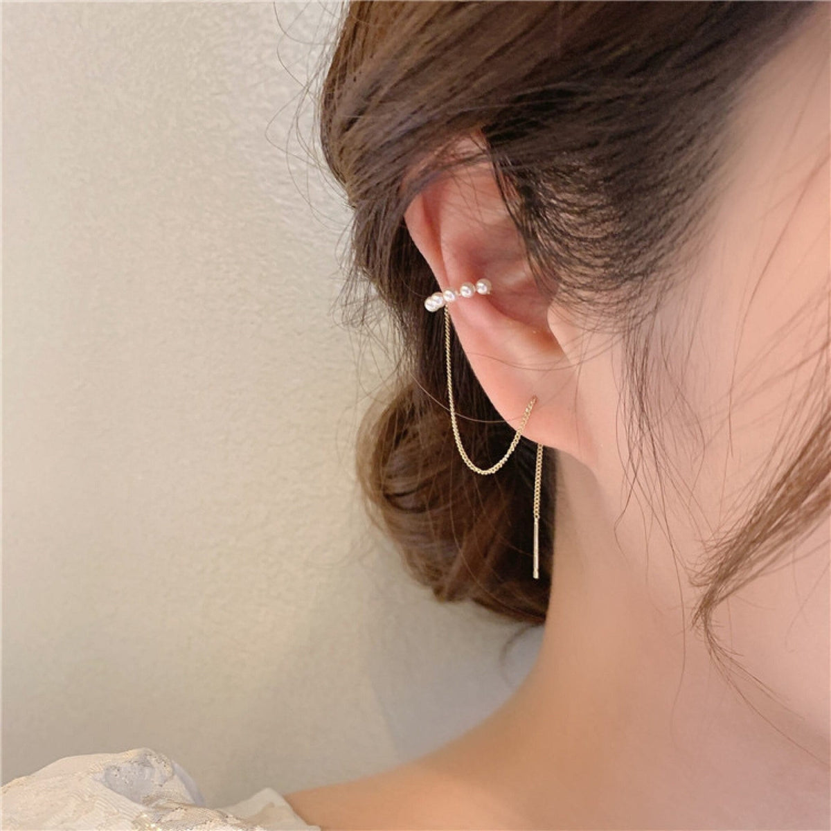 Casual Chic Pearl Ear Cuff Threader