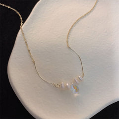 Curve Bar Pearl Layering Necklace