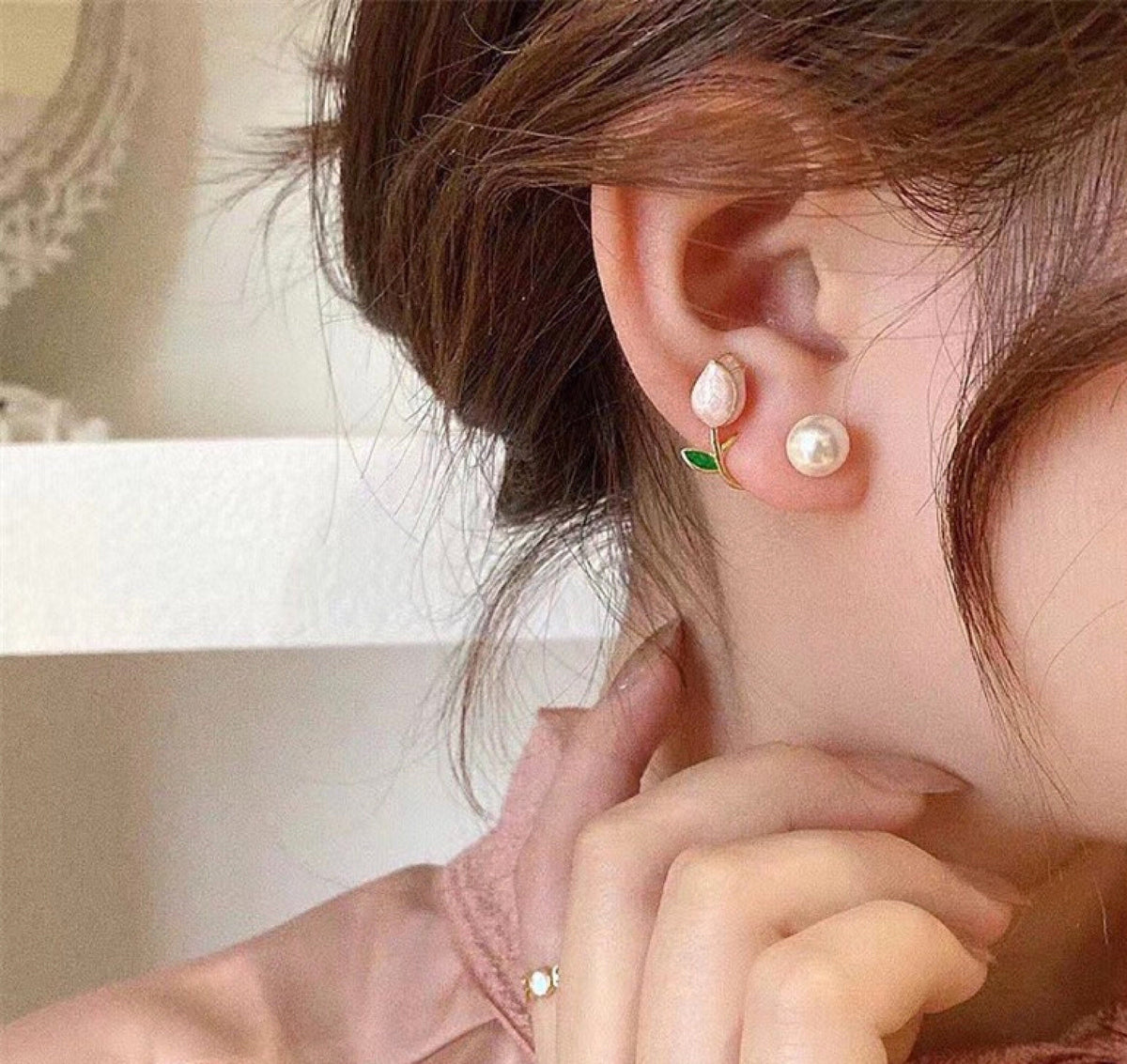 Pendientes de dos vías con flores de tulipán de Fairycore