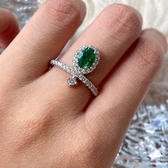 1 Carat Oval Emerald Simulant Engagement Ring