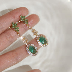 Luminous Green Gemstone Earrings