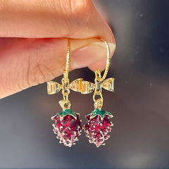 Delicate Cute Strawberry Fruit Earrings