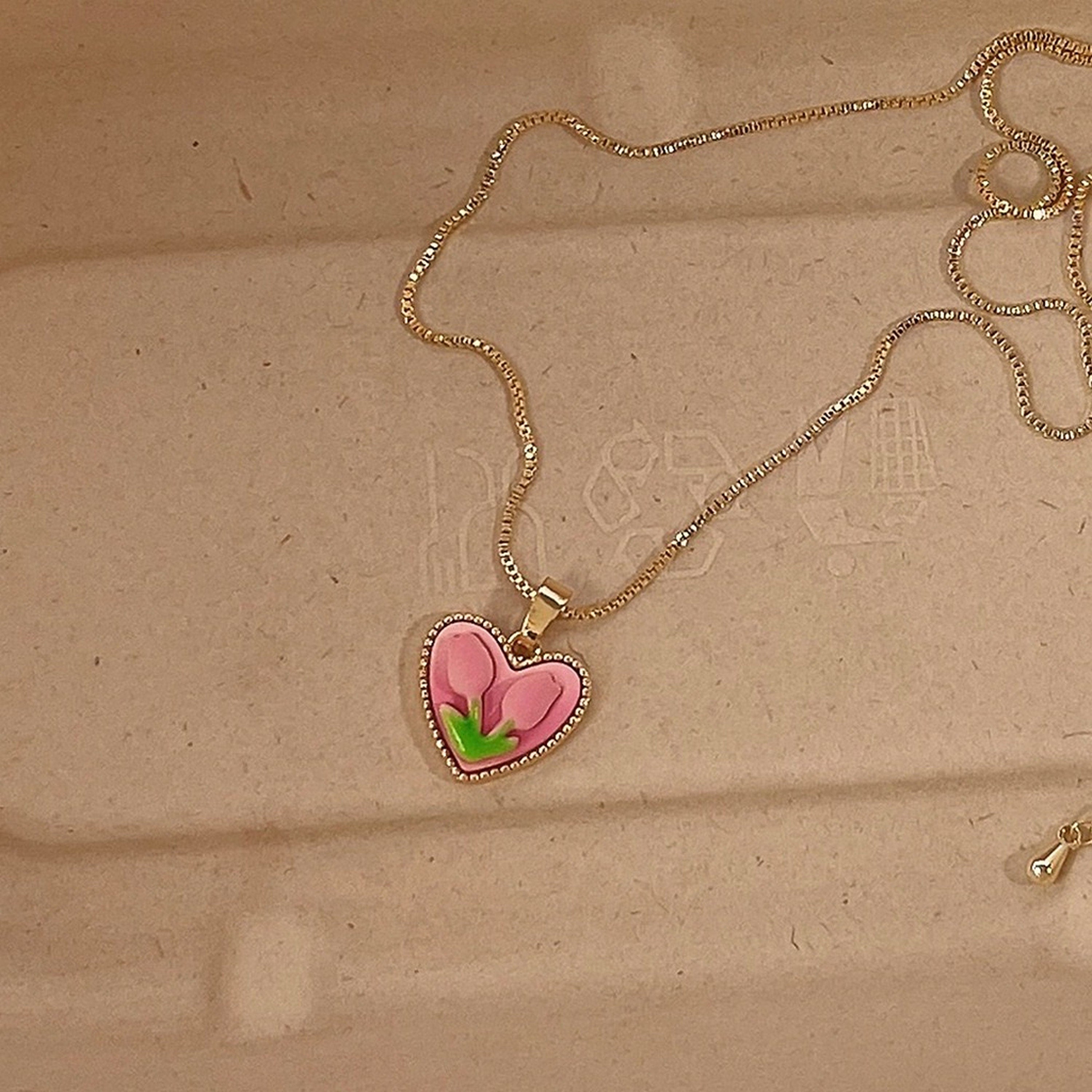 Dainty Tulip Flower Pendant Necklace