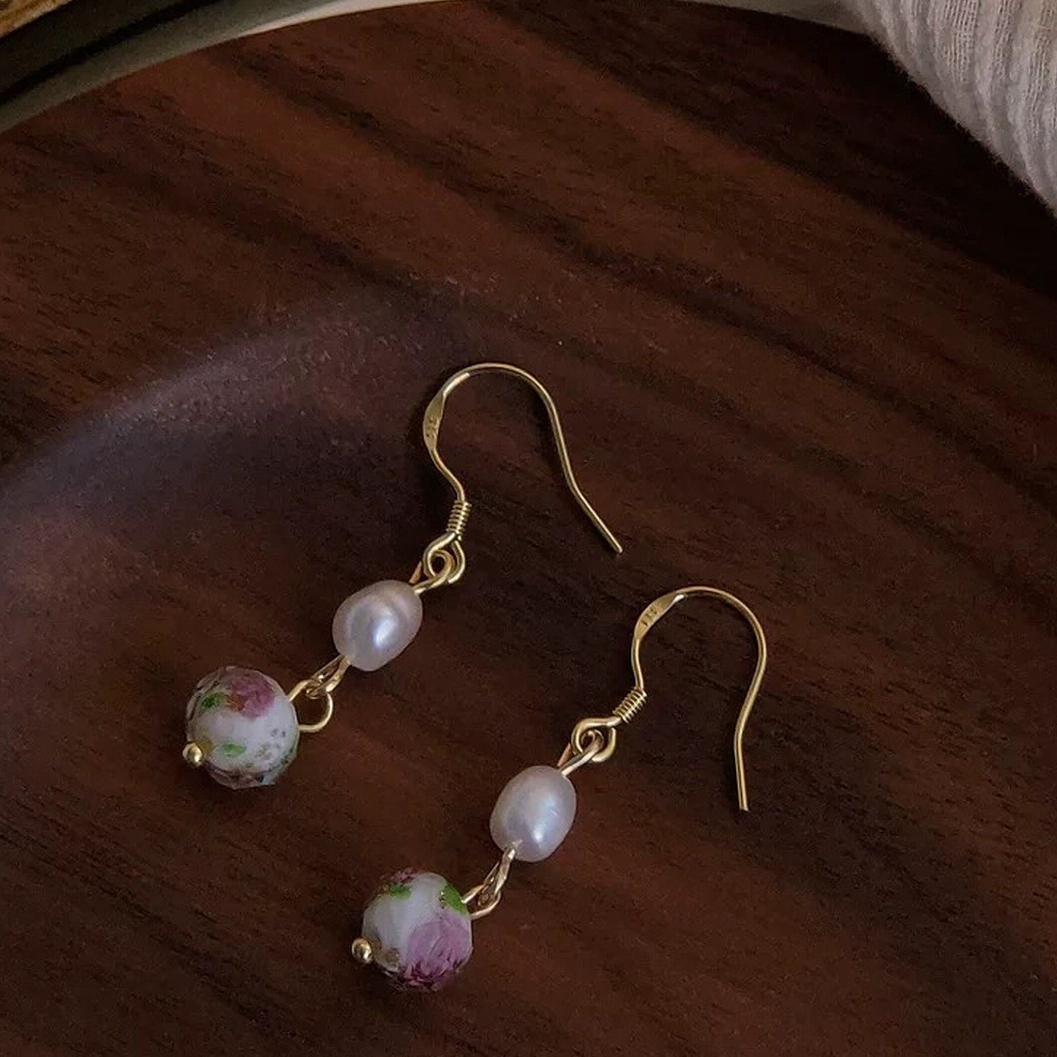 Delicate Vintage Wild Rose Drop Earrings