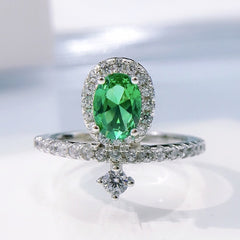 1 Carat Oval Emerald Simulant Engagement Ring