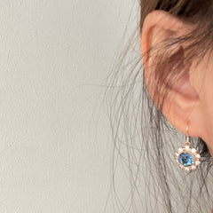 Pendientes colgantes de piedras preciosas de color azul zafiro de lujo