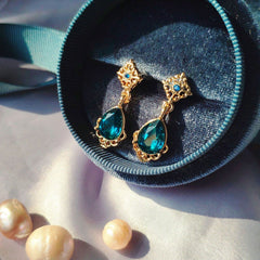 Teardrop blue sapphire earrings