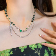 Unisex Emerald Green Layering Necklace