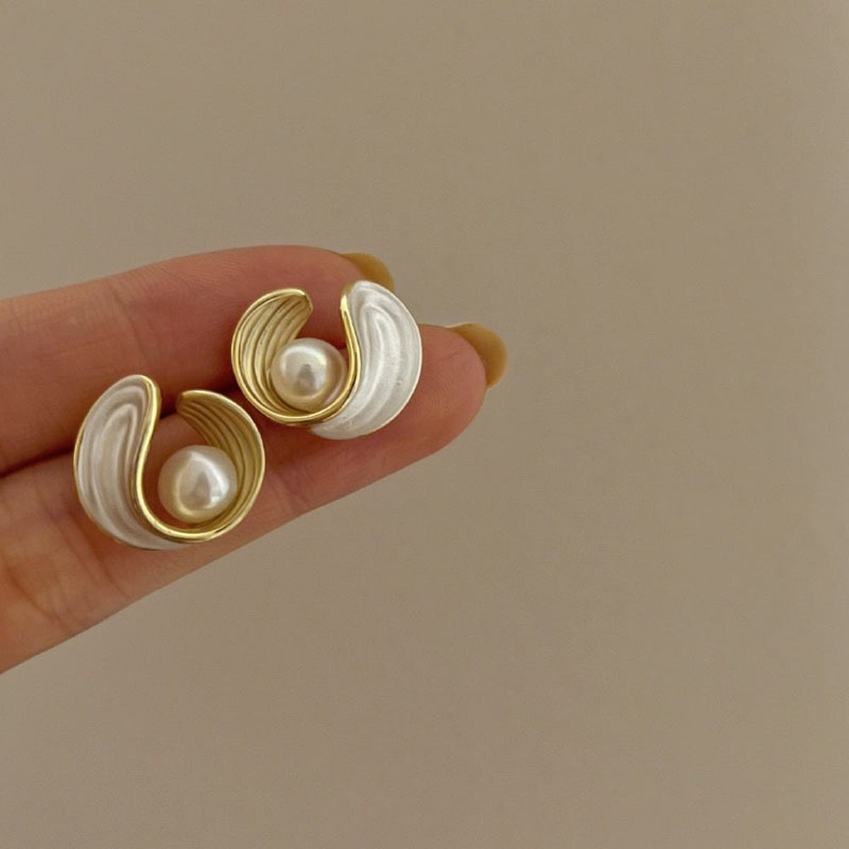 Unique Mother of Pearl Gold Earrings