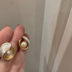 Unique Mother of Pearl Gold Earrings