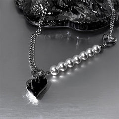 Cyberpunk Black Melting Heart Pendant Necklace