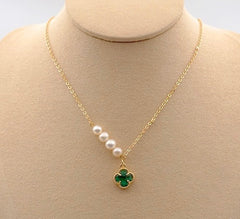 Emerald Natural Pearl Gold Necklace