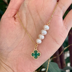 Emerald Natural Pearl Gold Necklace