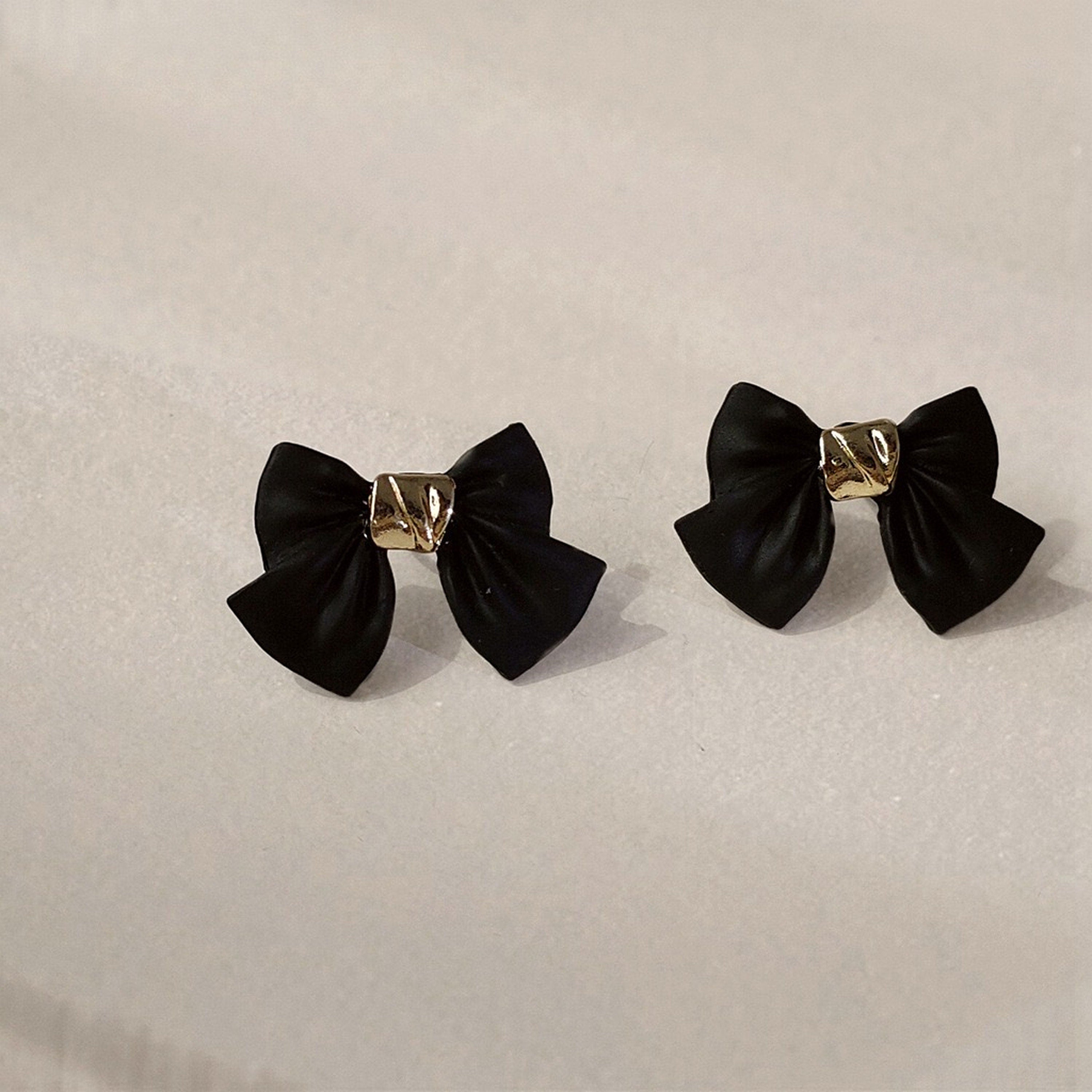 Audrey Hepburn Black Bow Earrings