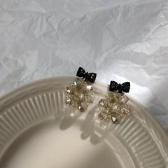 Cute Goth Black Bow Ribbon Earrings