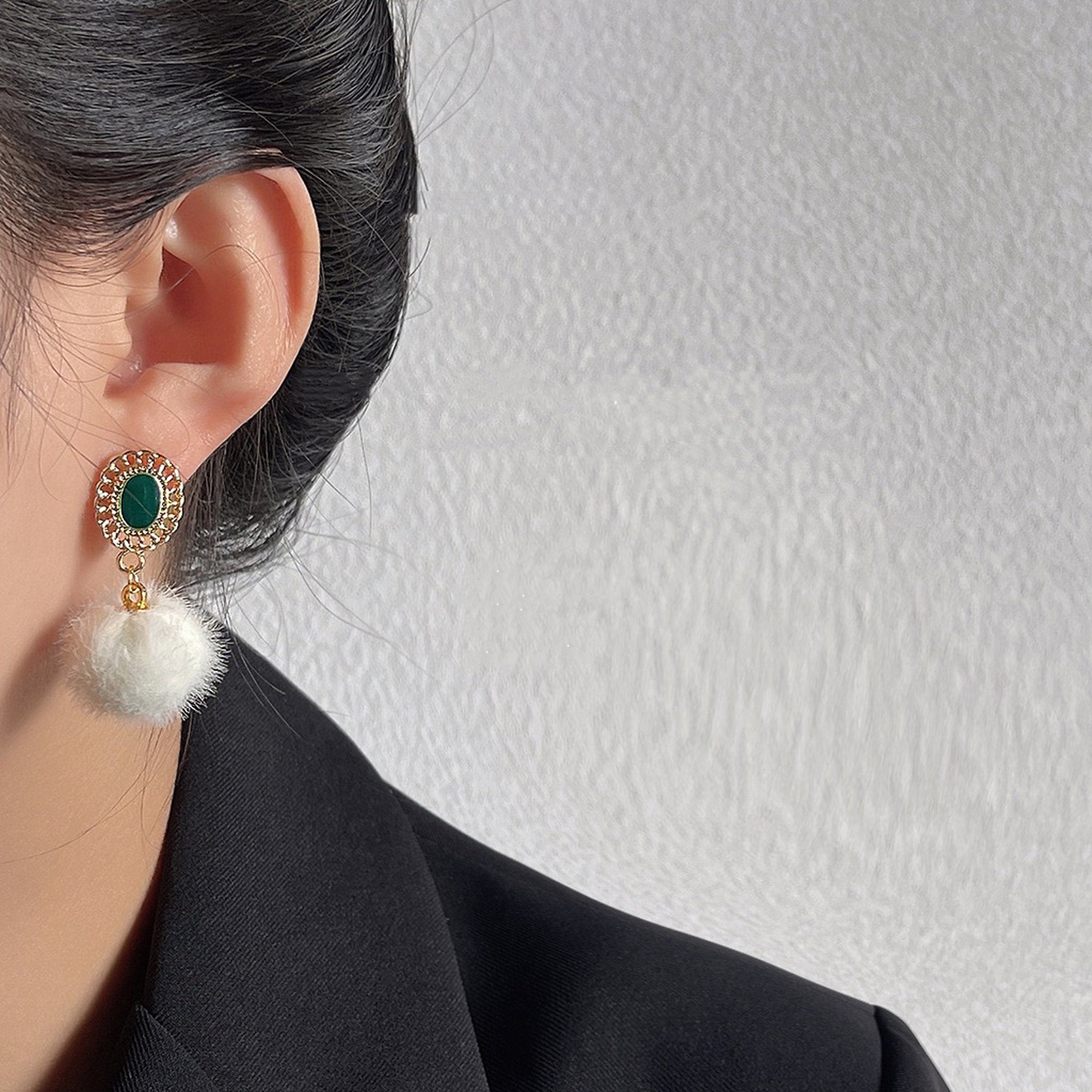 Emerald Green Enamel Earrings