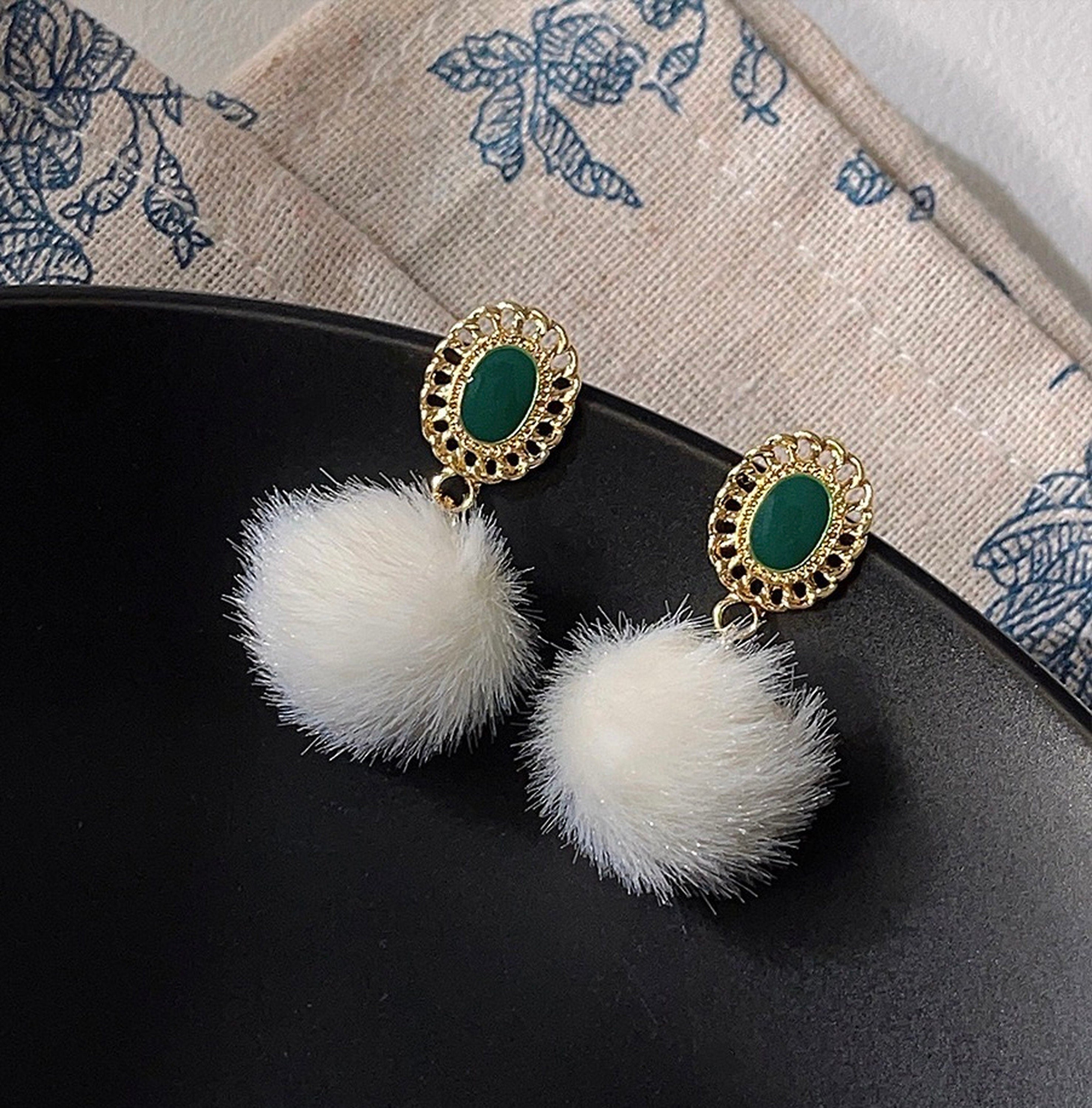 Emerald Green Enamel Earrings