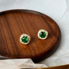 Minimalist Emerald Green Stud Earrings