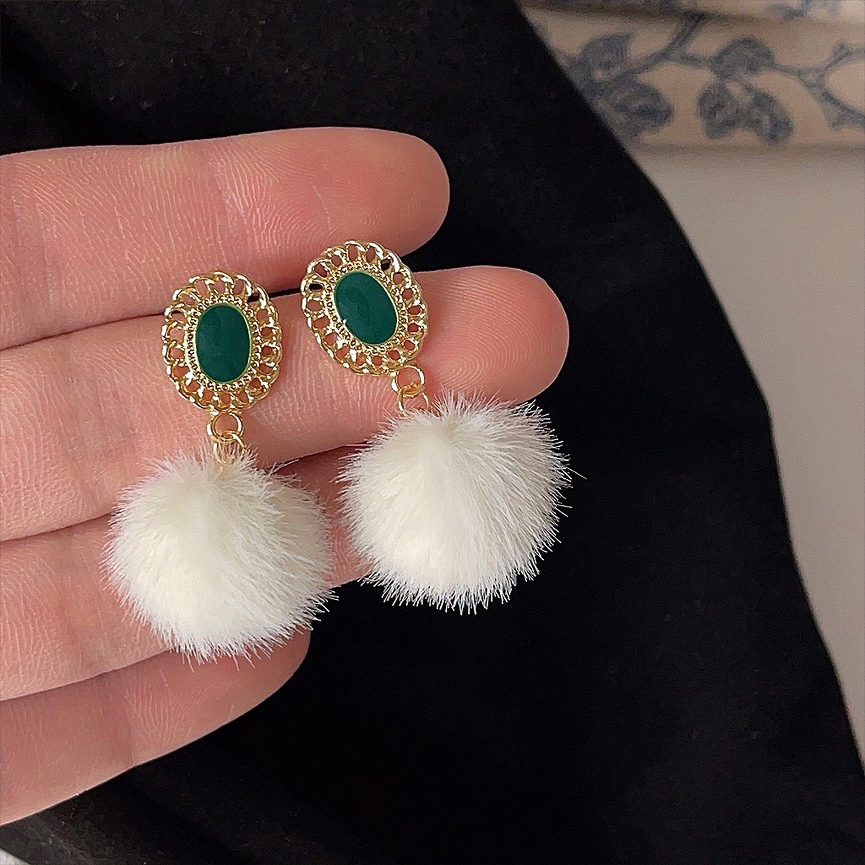 Emerald Green Enamel Earrings