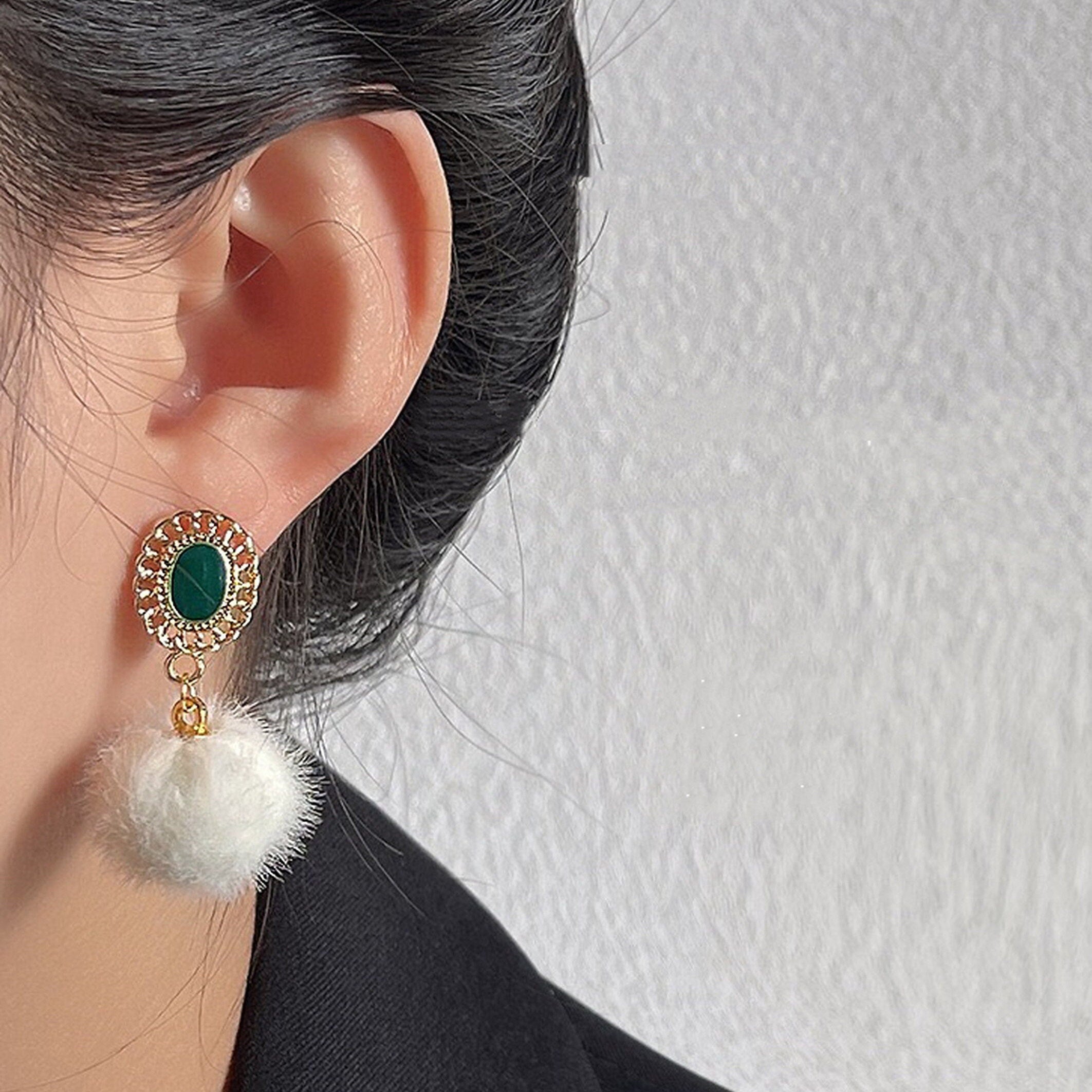 Emerald Green Enamel Earrings