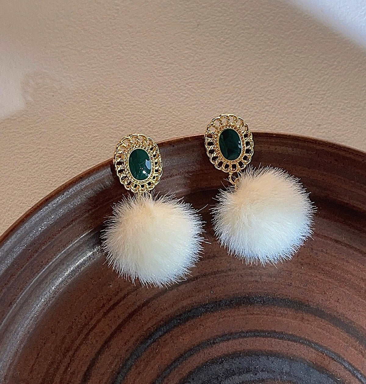 Emerald Green Enamel Earrings