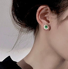 Minimalist Emerald Green Stud Earrings