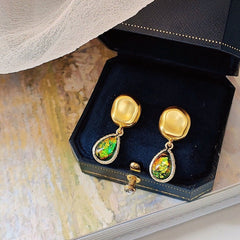Vintage Style Teardrop Green Earrings
