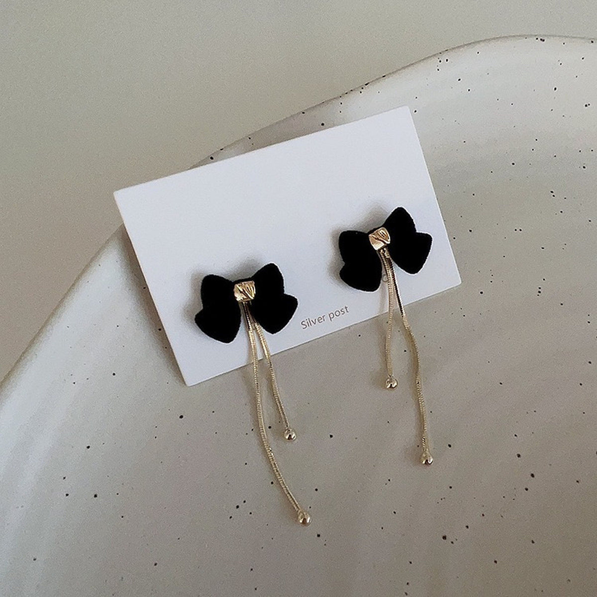 Balletcore Black Ribbon Bow Earrings