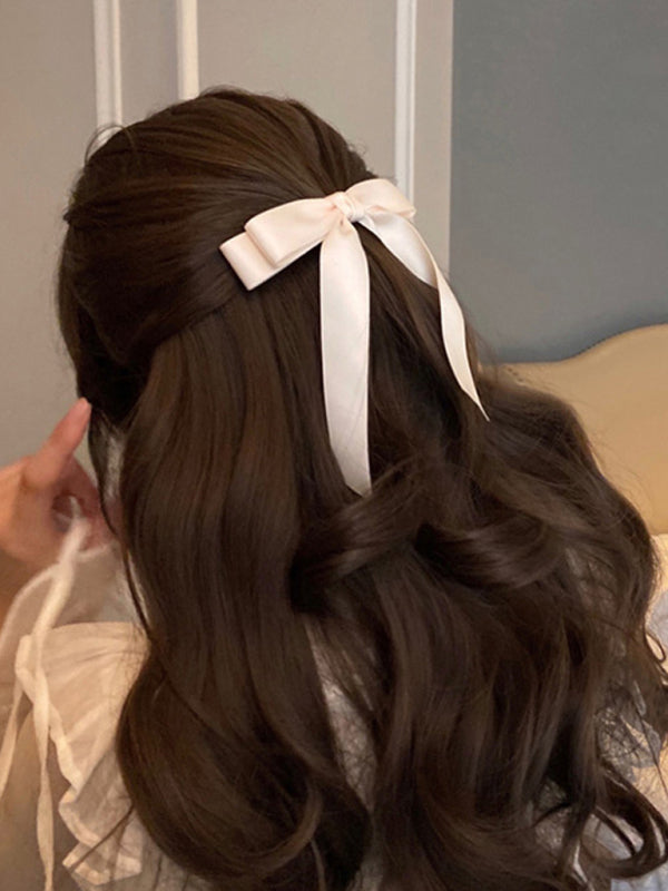 solid color satin bow hairpin ribbon hairpin headdress