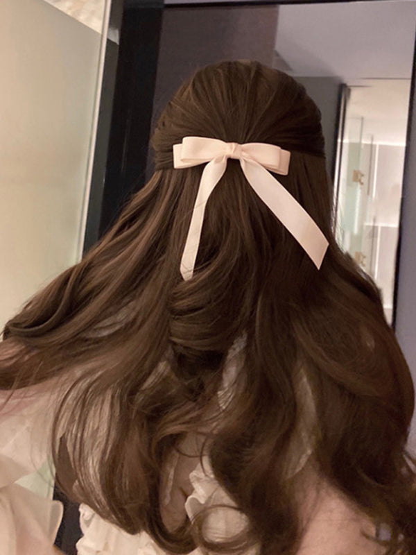 solid color satin bow hairpin ribbon hairpin headdress