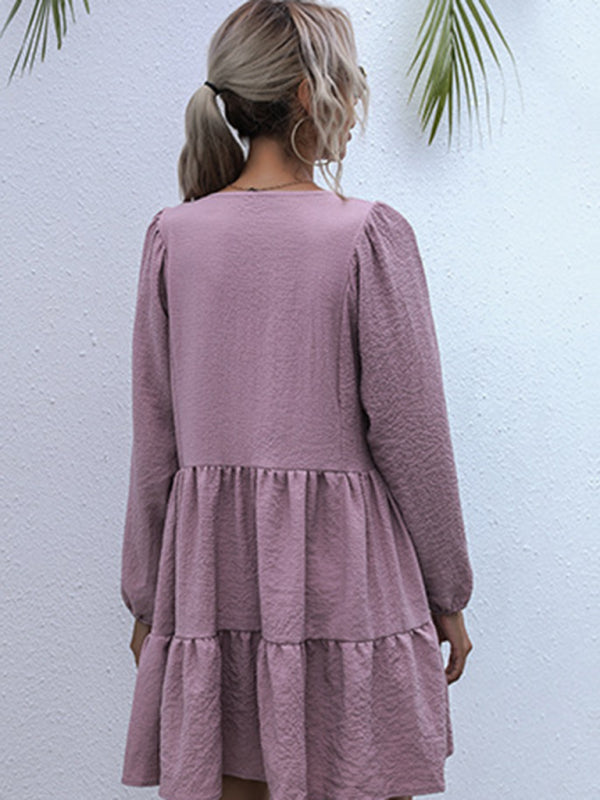 Casual Solid Woven Polyester Everyday Dress for Spring-Summer