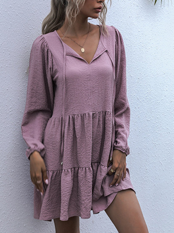 Casual Solid Woven Polyester Everyday Dress for Spring-Summer