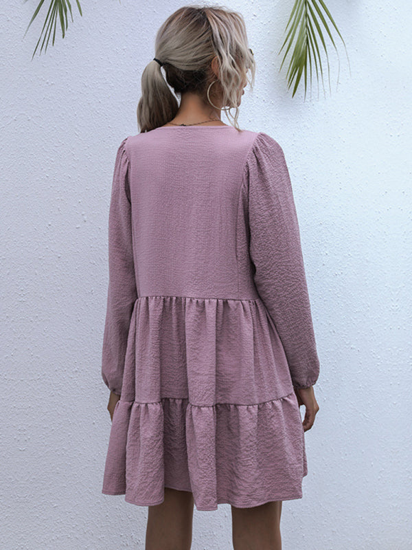 Casual Solid Woven Polyester Everyday Dress for Spring-Summer