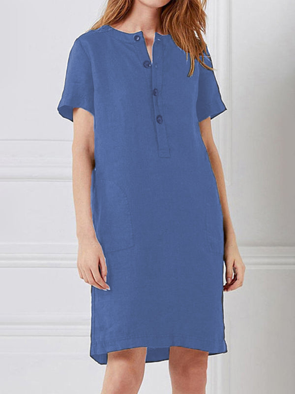 Loose V-Neck Medium Length Dress