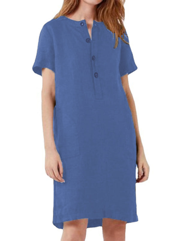 Loose V-Neck Medium Length Dress