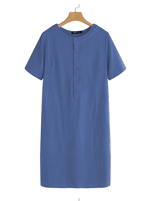 Loose V-Neck Medium Length Dress