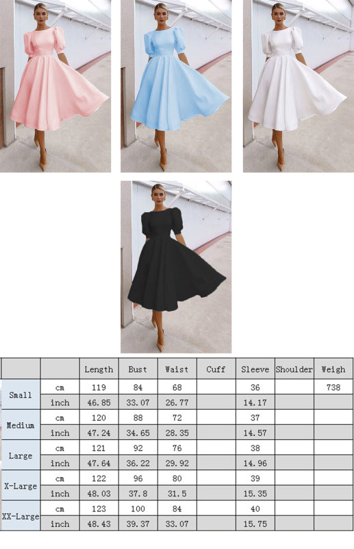 Solid Color Slim Fit Sexy Big Swing Dress