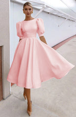 Solid Color Slim Fit Sexy Big Swing Dress