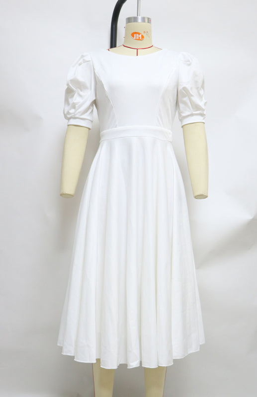 Solid Color Slim Fit Sexy Big Swing Dress