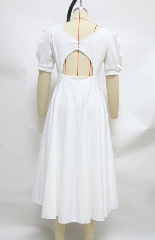 Solid Color Slim Fit Sexy Big Swing Dress