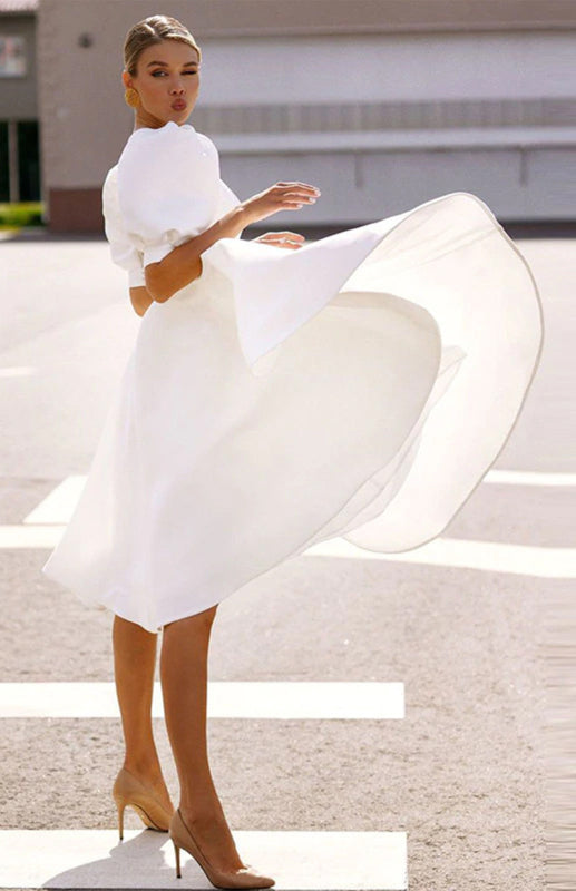 Solid Color Slim Fit Sexy Big Swing Dress