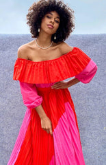 Off-The-Shoulder Off-The-Shoulder Colorblock Dress