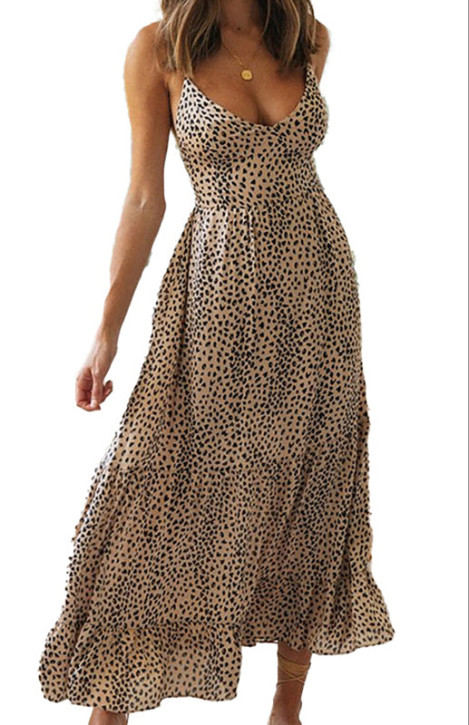 V-Neck Halter Tie-Up Dress Big Swing Dress