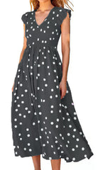 Ladies waist-length polka-dot print dress