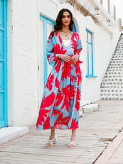 Temperament Holiday High Waist Print Dress