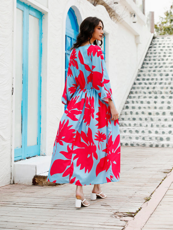 Temperament Holiday High Waist Print Dress