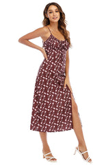 Sling Floral Dress Open Back Slim Pack Hip Dress