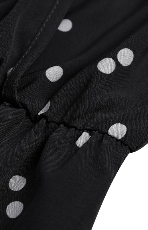 Ladies V Neck Sling Polka Dot Dress Long Dress