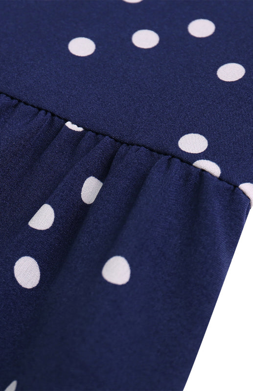 Ladies V Neck Sling Polka Dot Dress Long Dress