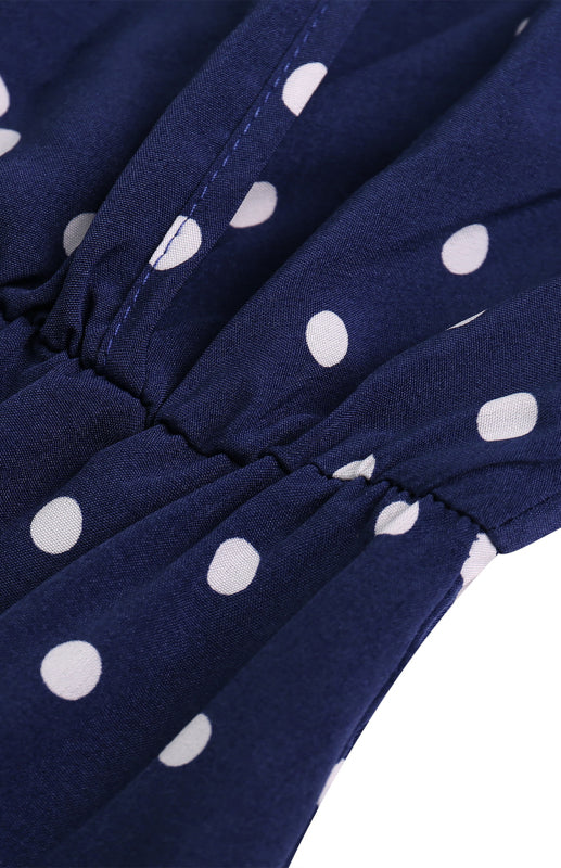 Ladies V Neck Sling Polka Dot Dress Long Dress